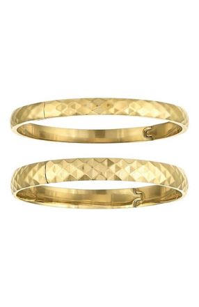 BEN ONI Diamond-cut Polished Bangle Set in Gold at Nordstrom