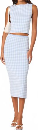 Astr Gingham Skirt In Blue