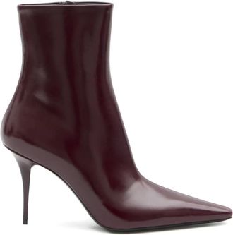 Saint Laurent 90mm Ashley pointed-toe ankle boots - women - Calf Leather/Leather/Calf Leather - 36 - Red