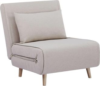 Sweeek Sill&oacute;n cama convertible de tela con patas de madera, beige