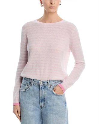 JUMPER 1234 Tipped Little Stripe Crew Sweater In Sakura Lily Candy