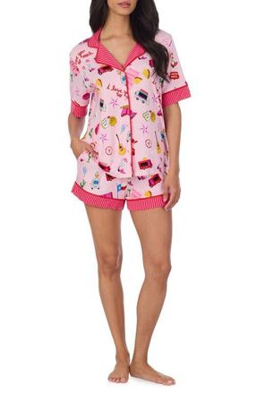 Room Service PJs Print Boxer Pajamas in Pink Print at Nordstrom, Size X-Large