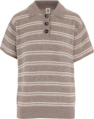 The Garment Beige Striped Wool-Cashmere Polo Shirt