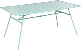 Beliani Mesa De Jard&iacute;n 160 X 90 Cm De Hierro Galvanizado Con Recubrimiento En Polvo Mobiliario De Exterior Estilo Moderno Verde Menta Terenzo