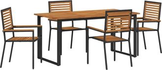 vidaXL Conjunto De Comedor De Jard&iacute;n 5 Uds. Negro Vidaxl
