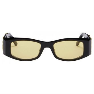 Palm Angels Mens Accessories Angel Rectangle Sunglasses in Black Yellow - One Size