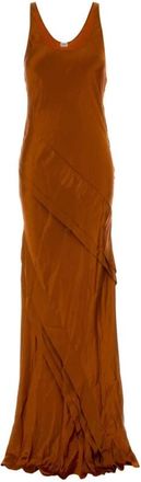 Saint Laurent Lange tanktopjurk van zijdesatijn - Dames - Jurken - Oranje - Maat: M Zijde