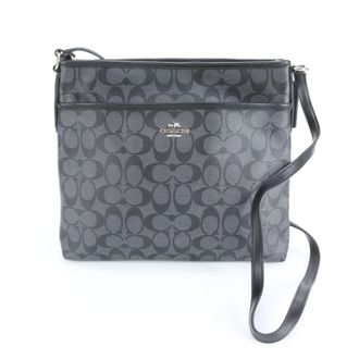 Coach Black Leather Coated Canvas Messenger Bag Shoulder Bag (Pre-Owned)