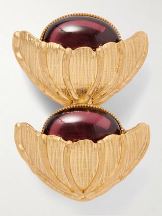 Sonia Petroff Spilla Con Finitura Oro E Cristalli Retro Flower - Rosa