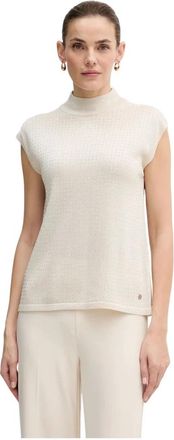 Joseph Ribkoff Mouwloze Pullover met Strijkapplicatie - Dames - Coltruien - Beige - S - Nylon - Truien & Vesten