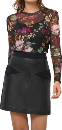 Anatomie Printed Mesh Juliana Top In Black And Mulberry