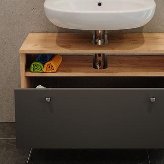 Vicco Mueble Bajo Lavabo Fynn, Oro Power Roble/antracita, 80.2 X 54 Cm Con Caj&oacute;n