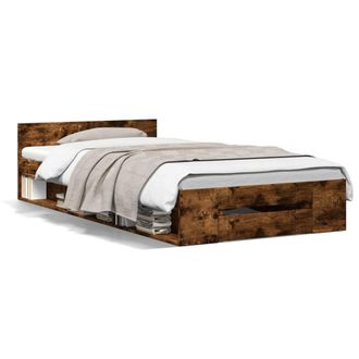 Berkfield Home Bed Frame with Drawer Frame Smoked Oak 75x190 cm Small Single in Brown