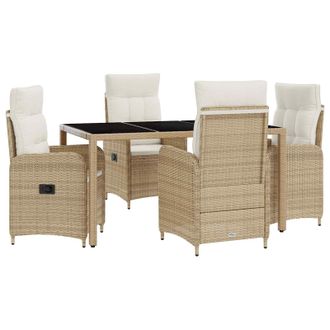 vidaXL Juego De Comedor Para Exteriores 5 Pcs Beige Y Blanco Crema Vidaxl