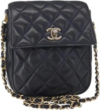 Chanel Pre-owned Leren Schoudertas - Dames - Vintage Schoudertas - Blauw - ONE Size - Leer - Vintage
