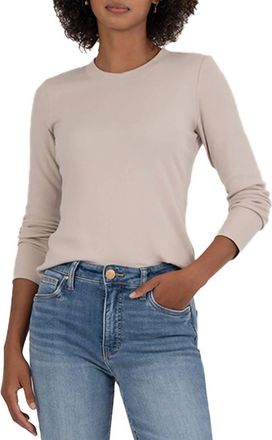 Kut from the Kloth Noelie Long Sleeve Top In Taupe
