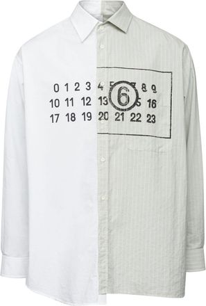Maison Margiela Numbers-motif asymmetric cotton shirt - men - Cotton - 48 - White