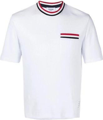 Thom Browne Pointelle Knit T-Shirt - Heren - T-shirts - Wit - S - Katoen - Tops