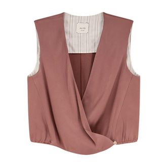 Alysi Blouses, female, Pink, Size: 2XS V-neckline Sleeveless Cross-over Blouse