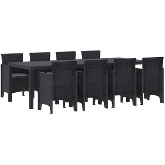 vidaXL Conjunto De Comedor De Jard&iacute;n 9 Pcs Antracita Ratan Polt Vidaxl