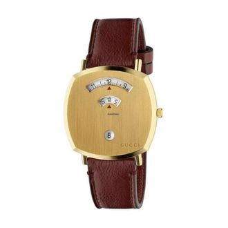 Gucci Stijlvol Functioneel Leren Band Horloge - Heren - Horloges - Bruin - ONE Size - Accessoires