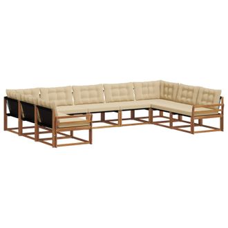 vidaXL Set Di Divani Da Esterno 9 Pz Naturale E Beige Vidaxl