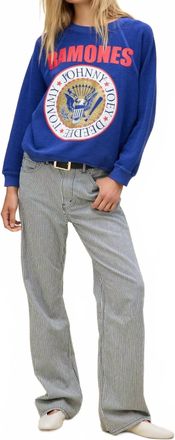 Daydreamer Ramones Gold Seal Reverse Raglan Sweatshirt In Blue