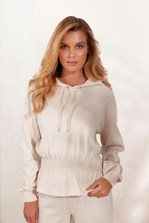 Lascana Hoodie LASCANA, Damen, Gr. 36/38, beige (creme), Sweatware, Obermaterial: 100% Baumwolle, unifarben, figurumspielend h&uuml;ftlang, angesetztes B&uuml;ndchen, S