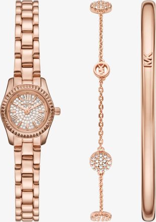Michael Kors Petite Lexington Pav&eacute; Rose Gold-Tone Watch and Jewelry Gift Set