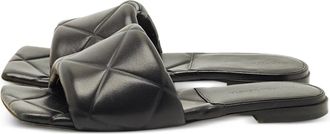 Bottega Veneta Sandali in pelle trapuntata con suola piatta - Nero