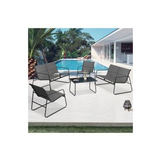 IDMarket Conjunto De Muebles Bajos De Jard&iacute;n Malaga 6 Plazas Con Sof&aacute;s, Sillones Y Mesa En Gris Antracita