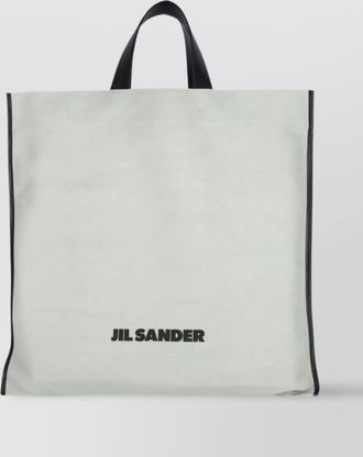 Jil Sander rectangular top handles contrast trim tote bag