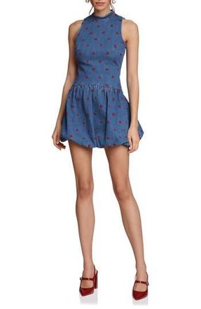 Avec Les Filles Heart Embroidered Mock Neck Bubble Dress in Monarch Heart at Nordstrom Rack, Size 16