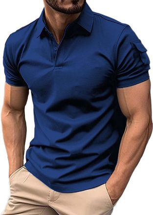 Generic Simple Men Short Sleeve Polo Shirt Casual Polo T-Shirt Loose Casual Sports T Shirt Plain Polo Shirt Lightweight Golf Polo Shirts Workout Polo Top Fash