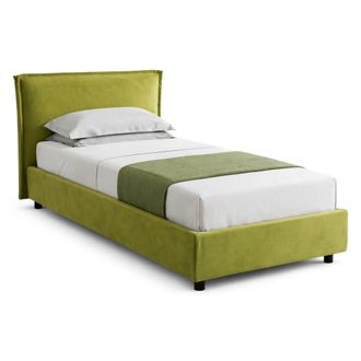 Dmora Cama Individual Brusson, Desenfundable, Contenedor Hecho En Italia, Tama&ntilde;o Colch&oacute;n 80x190 Cm, Verde