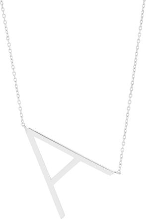 MAX + STONE Sterling Silver Large Sideways Block Initial Letter Necklace