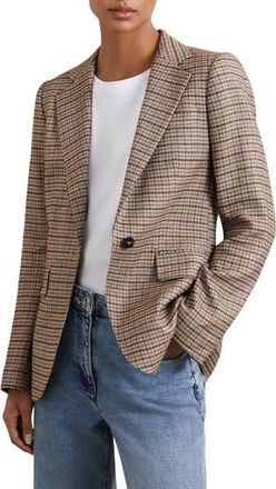 Reiss River Check Blazer in Neutral Check at Nordstrom Rack, Size 6