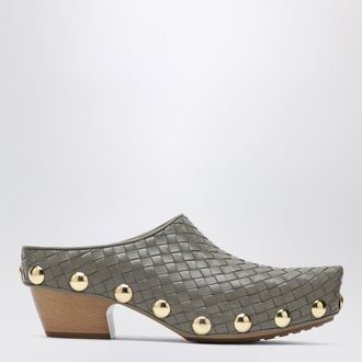 Bottega Veneta Gondola clogs in woven calf leather, dark taupe
