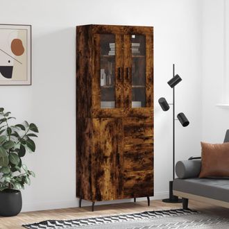 vidaXL Vidaxl - Aparador Alto Madera Contrachapada Roble Ahumado 69,5x34x180 Cm