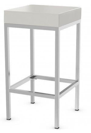 Netfurniture Fernow Briushed Satin Frame Stool Fixed Height in White