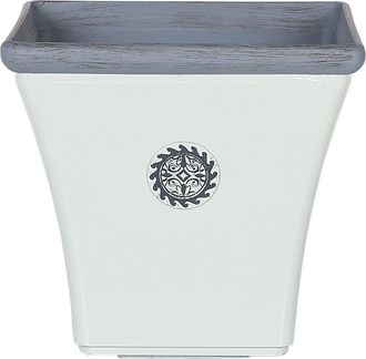 Beliani Maceta Blanco Azul 37 X 37 Cm Resistente A La Intemperie Elateia