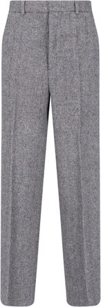 Maison Margiela Tailored Grey Wool Trousers with Hook and Button Closure