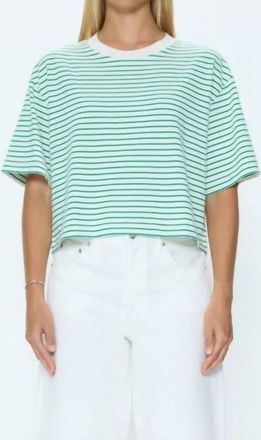 Pistola Denim Mae Cropped Tee In Vert Stripe