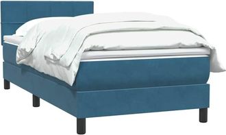 vidaXL Cama Box Spring Con Colch&oacute;n Terciopelo Azul Oscuro 90x210 Cm Vidaxl