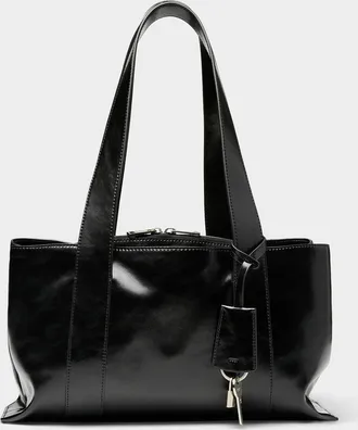 Osoi Womens Shell Duffel glossy leather shoulder bag