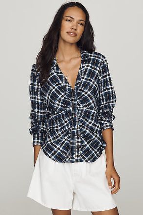 Pilcro Keaton Ruched Buttondown Top