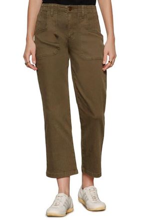 Sanctuary Retreat Mid Rise Crop Straight Leg Utility Pants in Burnt Olive Green at Nordstrom, Size 32