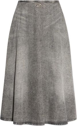 Diesel De-Annie-S2 Rok - Dames - Midirokken - Grijs - W24 - Katoen - Rokken