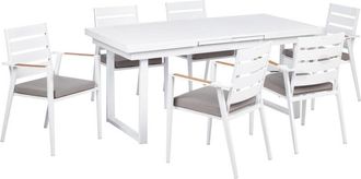 Beliani Garden Dining Set 6 Seater VALCANETTO/TAVIANO with Cushions Metal Grey