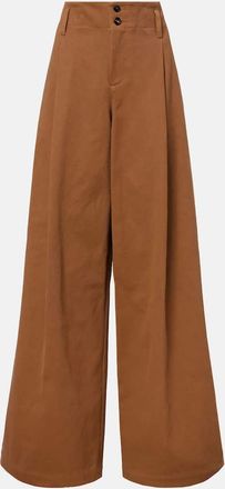 Chloé Chloé Pantaloni a gamba larga in canvas di cotone a vita alta